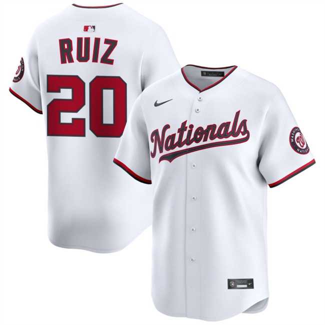 Men%27s Washington Nationals #20 Keibert Ruiz White 2025 Home Limited Stitched Jersey Dzhi